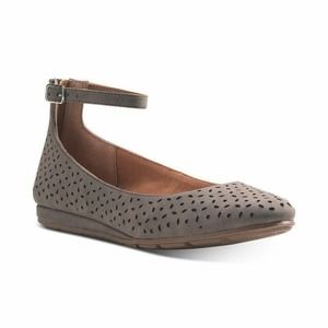 American Rag Womens Eeva Ankle Strap Ballet, Taupe, Size 10